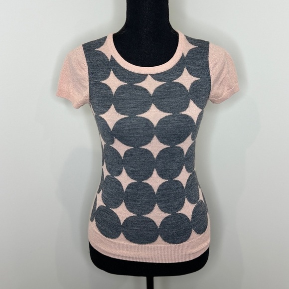 The Limited Wool Blend Knit Pink Geometric Short Sleeve Sweater (XS) - Picture 1 of 6